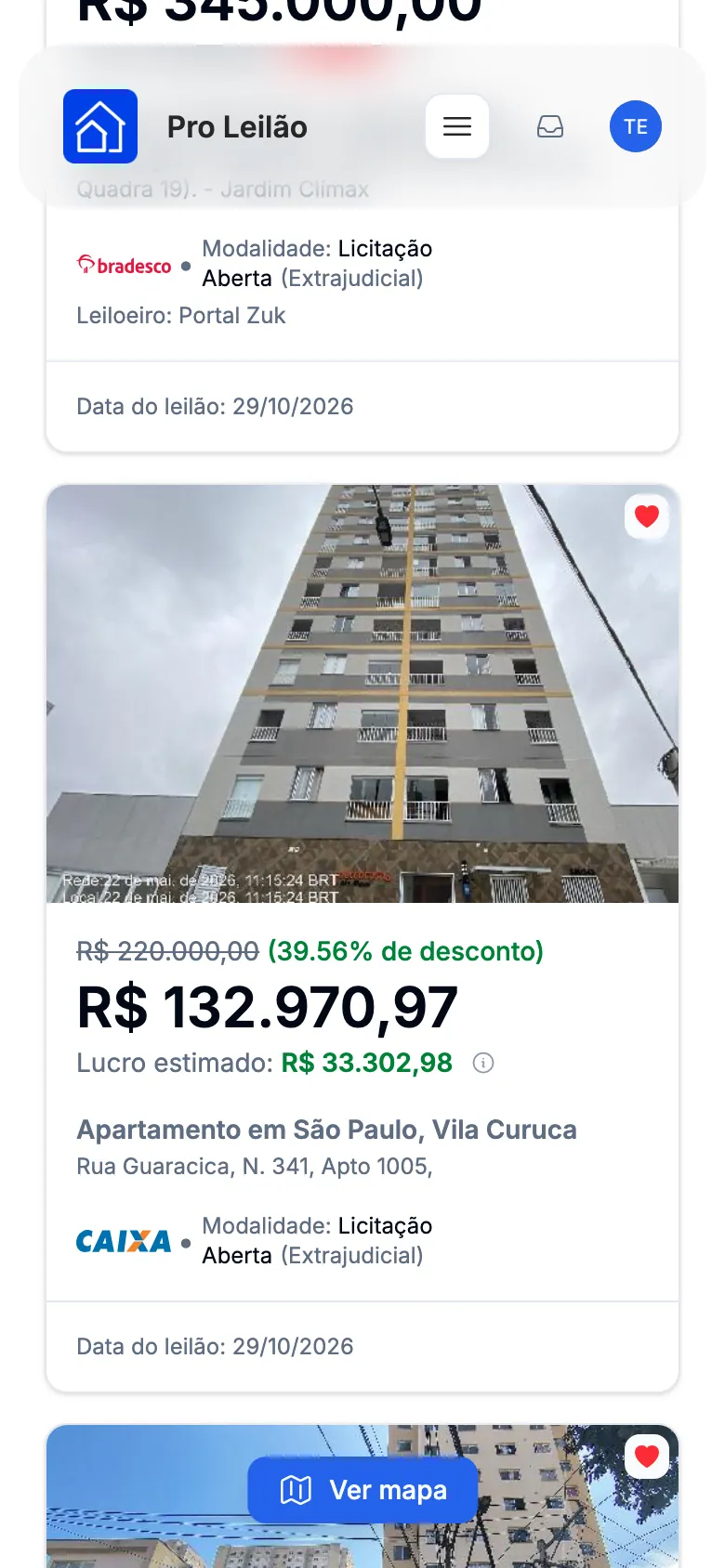 A mesma lista no celular.