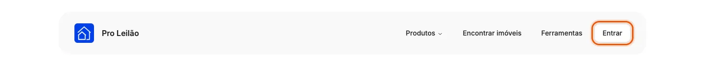 O botão Entrar, no topo do site.