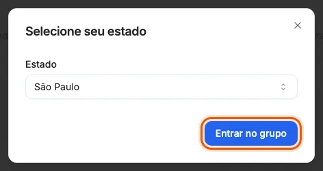 A janela Selecione seu estado, com São Paulo escolhido.