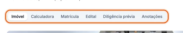 As abas da página do imóvel.
