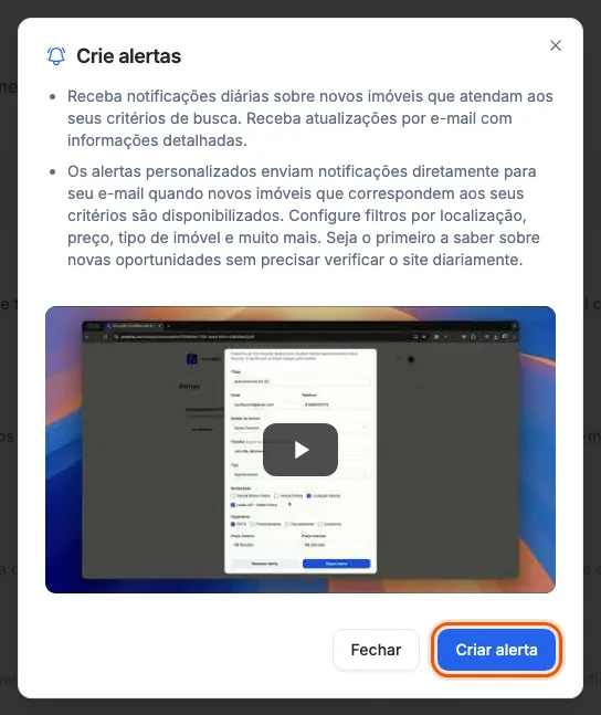 A janela de explicação da tarefa Crie alertas.